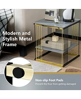 Gymax 2-tier Side End Coffee Table Square Nightstand for Living Room Bedroom