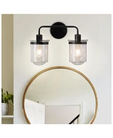 Slickblue Set of 2 Modern Industrial Wall Sconces with Clear Glass Shade - Versatile Indoor Light Fixture