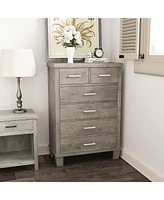 gaomon Dresser for Bedroom, 6 Drawer Dresser with Metal Handles, Grey Chest of Drawers Closet Organizers and Storage Clothes
