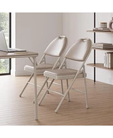 gaomon Folding Chairs 2 Pack, Metal Foldable Chair with Cushion and Non-Slip Feet Pads