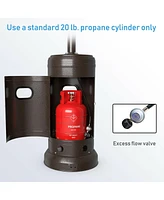 Gymax Outdoor Patio Heater Propane Standing Lp Gas Steel W/Table & Wheels Bronze