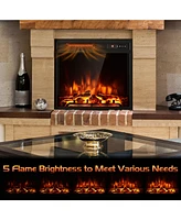 Gymax 18 inch Electric Fireplace Insert Freestanding & Recessed 1500W Stove Heater