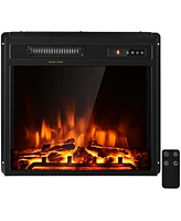 Gymax 18 inch Electric Fireplace Insert Freestanding & Recessed 1500W Stove Heater