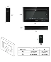 Gymax 36'' Electric Fireplace Recessed and Wall Mounted 750W/1500W W/ Multicolor Flame