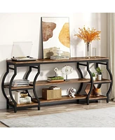 Tribesigns 63” Long 3 Tier Console Table with Storage Shelves,Entryway Table, Industrial Sofa Table Behind Couch, Entry Table