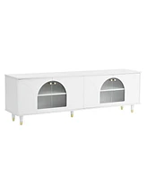 Slickblue Contemporary Tv Stand for TVs Up to 78'' - Stylish Media Console with Adjustable Shelves & Gold Handles