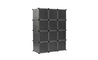 Slickblue 12-Cube Closet Organizer with Doors - White and Black Diy Storage Shelves for Home or Office