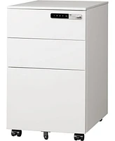 3-Drawer Mobile File Cabinet with Smart Lock, Pre-Assembled Steel Pedestal Under Desk
