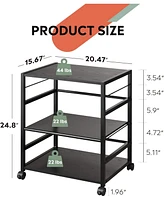 Devaise Mobile 3-Shelf Printer Stand with Adjustable Shelves, Modern Printer Cart with Large Storage Space, Printer Stand for Home Office, Black