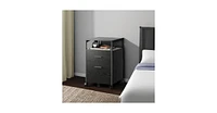 Devaise 2 Drawer File Cabinet, Mobile Printer Stand with Open Storage Shelf, Wood Filing Cabinet fits A4 or Letter Size for Home Office