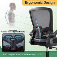 Galaxhero Heavy-Duty 300 lb Capacity Ergonomic Mesh Office Chair for Home & Gaming with Flip-Up Arms, Adjustable Lumbar Support and Tall Back