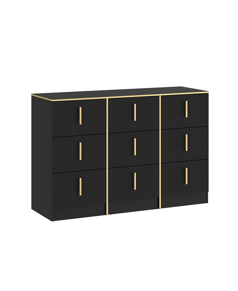 Homsee 6-Drawers Classic Wooden Dresser with Golden Handles