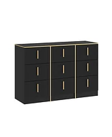 Homsee 6-Drawers Classic Wooden Dresser with Golden Handles