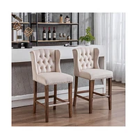 Maison Boucle Counter Bar Stools,Wingback Chairs with Nailhead-Trim,Velvet Stools for Height,Set of 2-Maison