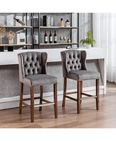 The Pop Home Counter Bar Stools,Wingback Chairs with Nailhead-Trim,Velvet Stools for Bar Height,Set of 2-The Pop Home