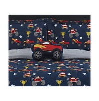 Alex + Bella Monster Truck Navy 4-Piece Microfiber Comforter Set - Full