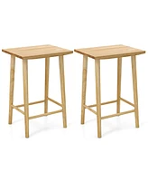 Costway 25.5" Counter Height Stool Set of 2 with Footrest & Solid Wood Frame