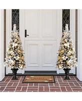 Glitzhome Pre-Lit Pine Artificial Christmas Porch Tree