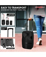 5 Core Party Speaker Portable Pa System 2 Wireless Mic Bluetooth Loud Big Powered Dj Karaoke Machine