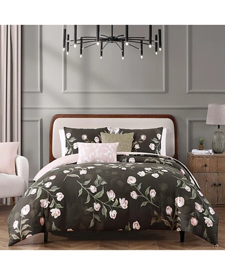 Bebejan Jasmine Flowers Bedding 200 Thread Count 100% Cotton Sateen 5 Piece King Size Reversible Comforter Set