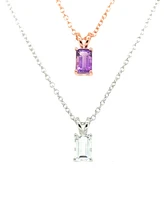 2-Pc. Set Ruby (5/8 ct. t.w.) & White Topaz Solitaire 18" Pendant Necklaces Sterling Silver 10k Gold-Plated (Also