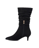 Women's Mette- Kitten Heel Ruched Pointy Boots