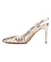 New York & Company Womens Magdalene- Metallic Sling Back Heels Pumps