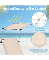 Sugift Set of 2 Portable Reclining Chair with 5 Adjustable Positions-Beige