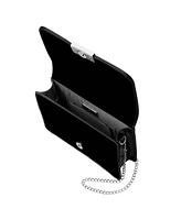 Nina Crystal Embellished Patent Flap Clutch