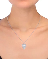 Diamond Border Diamond-Cut Heart Pendant Necklace (1/4 ct. t.w.) in Sterling Silver