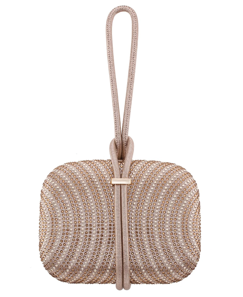Nina Crystal and Stud Patterned Minaudiere Clutch