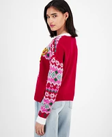 Hooked Up by Iot Juniors' Reindeer Fair Isle Christmas Sweater