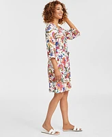 Jm Collection Women's Linen-Blend Printed Dress, Exclusively at Macy's