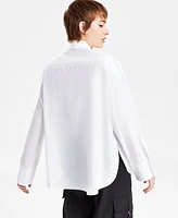 Hugo Women's Cotton Logo-Print Long-Sleeve Shirt