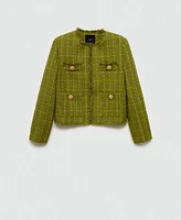 Mango Women's Jewel Buttons Tweed Jacket