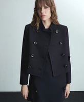 Mango Women's Double-Breasted Cropped Jacket