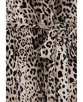 Olsen Women's Leopard Print Faux Wrap Midi Dress