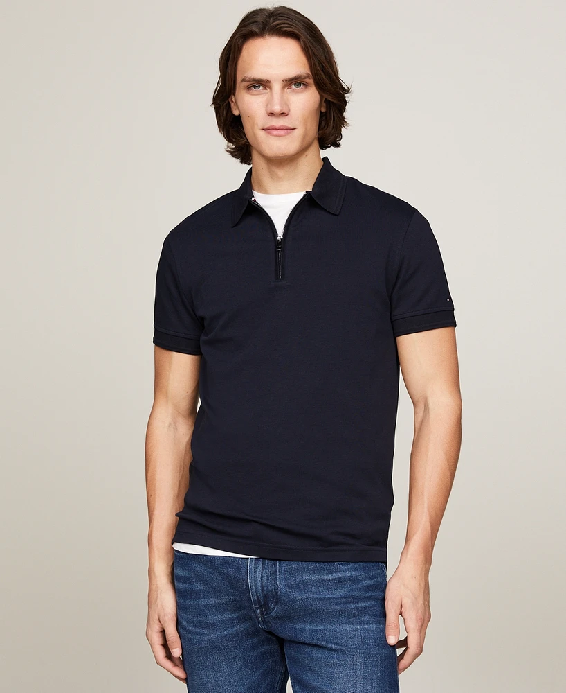 Tommy Hilfiger Men's Slim Fit Short Sleeve Quarter-Zip Polo Shirt