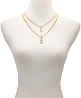 Guess Gold-Tone Crystal Mixed Chain Layered Pendant Necklace, 18" + 2" extender