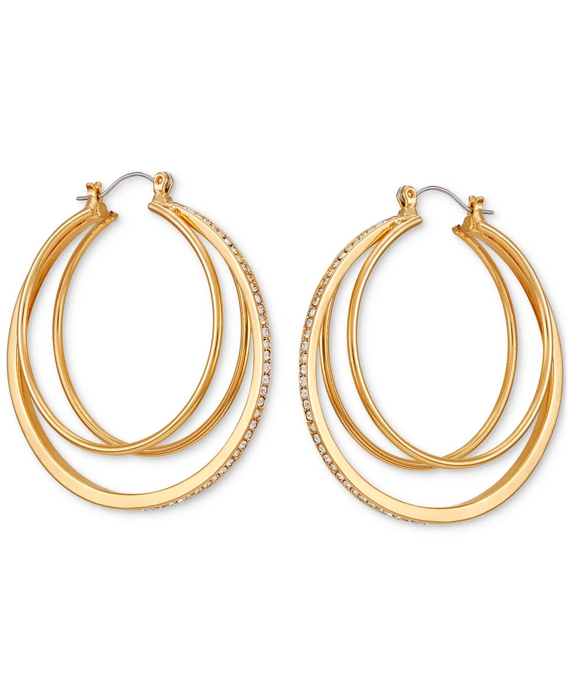 Guess Medium Pave Multi-Row Hoop Earrings