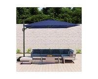 Casainc 11 Ft Square Led Solar Cantilever Umbrella for Outdoor Patio, Gray