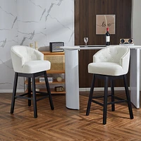 Set of 2 33.25" Upholstered Swivel Counter Height Bar Stools with Back,Kitchen Island Stools-The Pop Home