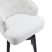 Set of 2 33.25" Upholstered Swivel Counter Height Bar Stools with Back,Kitchen Island Stools-The Pop Home