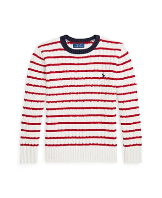 Polo Ralph Lauren Big Boys Striped Cable-Knit Cotton Sweater