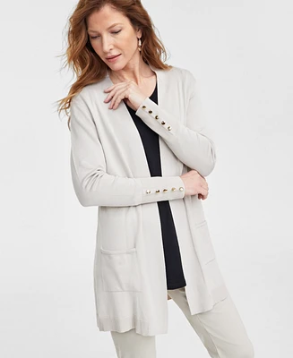 Jm Collection Women's Button-Sleeve Flyaway Cardigan, Xs-4X, Created for Macy's