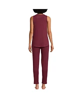 Lands' End Women's Cozy 3 Piece Pajama Set - Robe Top and Pants