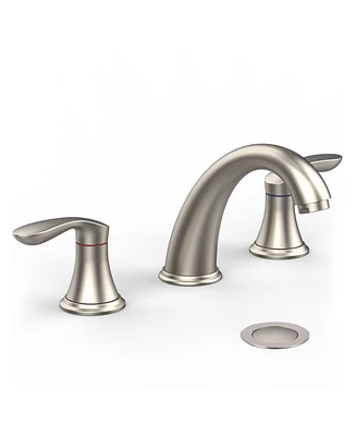 gaomon Bathroom Sink Faucet, Faucet for Bathroom Sink, Widespread Brushed Nickel Bathroom Faucet 3 Hole