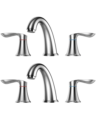 gaomon 2 Pcs Bathroom Sink Faucet 3 Hole with Stainless Steel Pop up Drain and cUPC Hose