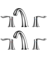 gaomon 2 Pcs Bathroom Sink Faucet 3 Hole with Stainless Steel Pop up Drain and cUPC Hose