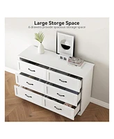 gaomon Dresser For Bedroom With 6 Drawers, Wood Drawer Dresser Chest Of Drawers For Closet, Living Room, Hallway, Nursery, Kids Bedroom